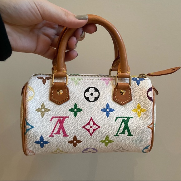 SOLD 🥰🥰Authentic Louis Vuitton White Multicolor Mini Speedy - Picture 2 of 13